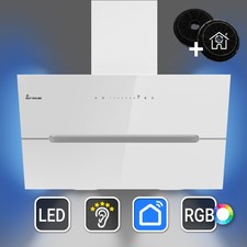 Dunstabzugshaube 80cm Umluft Abluft Kopffrei Wandhaube Schräghaube weiß WLAN