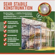 Gewächshaus Anlehngewächshaus  190-130-202 mit Fenster Alu   Gardebruk