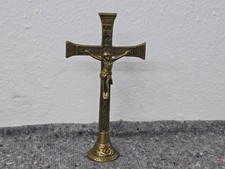 Messing Kruzifix / Altarkreuz mit Jesusfigur – katholisches Tischkreuz