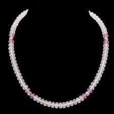 BAILYSBEADS wunderschöne rosa Danburit-Kette Halskette mit pink Saphire neu 316