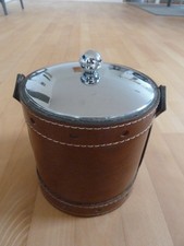 Eiswürfelbehälter  aus Leder und Kunststoff Braun / Silber / Rot Höhe 19 cm