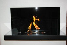 Kamin, Bioethanol, Edelstahl hochglanz,Glas schwarz