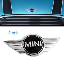 2x Mini Schwarz/Silber Emblem Motorhaube Heckklappe Cooper S R56 R57 R58