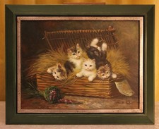 E. BOHM Ölgemälde junge Katzen