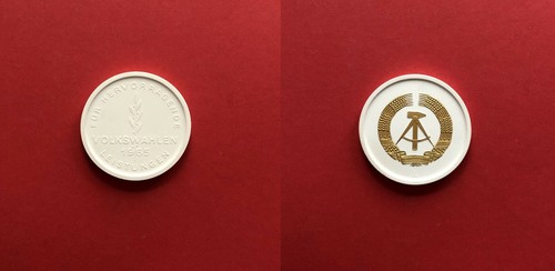 Ddr porzellan medaille auflage - porzellan,
