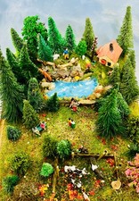 Eisenbahn Modellbau  Diorama „Am Bach“ Miniatur Landschaft + Bachlauf, Geschenk,