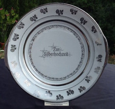 Zierteller Teller antik Porzellan signiert ZUR SILBERHOCHZEIT Silberdekor Ø 25