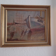 Ölbild von Ewald Egg - Travemünde Priwall mit der Passat