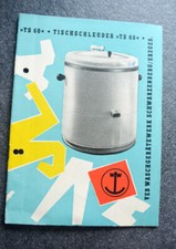 DDR Bedienungsanleitung TS60 Tischschleuder VEB Waschgerätew. Schwarzenberg,1961