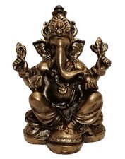 Buddha Budda goldfarbig Deko Figur Skulptur Plastik Resin Ganesha Indien Hindi