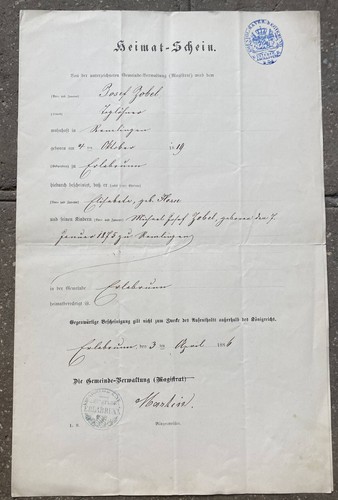 Heimatschein königreich - heimatschein,