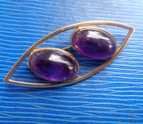 Gold amethyst brosche modern - amethyst,