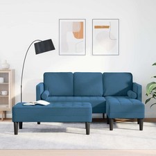 Modern L-Form Sofa Samt Lounge Couch Schlafsofa Ecksofa Gästebett für 4 Personen