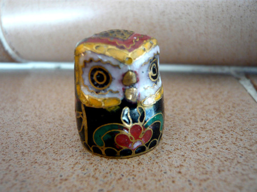 Cloisonne fingerhut eule figur - cloisonne,