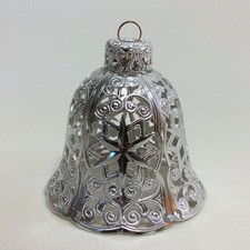 Eckartina Metall Christbaumschmuck Filigran Anhänger Glocke SILBER 5 cm