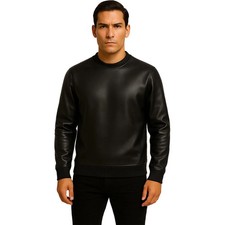 Herren Schwarz Leder Einfach