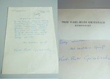  Komponist Karl-Rudi GRIESBACH (1916-2000) Brief 1979, Gratulation NATIONALPREIS