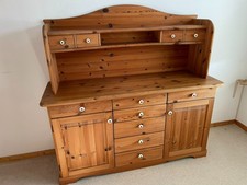 Buffet / Anrichte mit Aufsatz – Kiefer massiv, , geölt, Griffe aus Porzellan