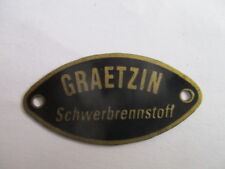 Vergaser Typenschild Schild Graetzin Petrol Hanomag WD Schlepper Graezin Grätzin