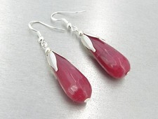 BAILYSBEADS edle Rubin-Ohrringe Ohrhänger 925er Silber Ohrhaken Tropfenform J33