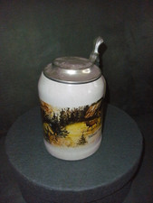 Bierkrug mit Zinndeckel Bayern Bierseidel, Bierhumpen, "Wildererkrug" Wilderer