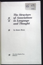 The Structure of Associations in Language and Thought. Deese, James: