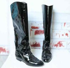 Schwarze Original Salmaso Echt Lack Leder Slutch Stiefel Schwarz 37 UK 4