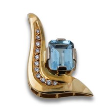 Anhänger 585 Gold 14 Karat Gelbgold  Aquamarin Diamant L Damen Wert 2300,-