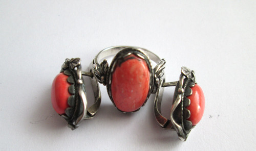 Antik set tracht ohrringe - ohrringe, ring
