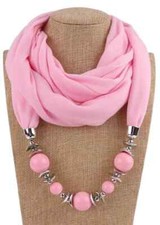 Schmuck Schal rosa Schmuckschal Loopschal Loop Halskette Halstuch mit Perlen