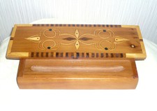 Schreibtischset alt vintage Holz Kassette Stiftablage Intarsien 
