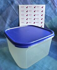Tupperware Quadratischer Behälter 2,6 L Kompakt-System Deckel Blau + Etiketten