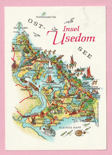 Ddr landkartenmotiv insel - ak,