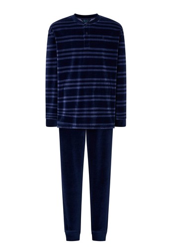 Herren winter pyjama samt - samt, blau