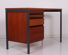 60er Jahre 60s Schreibtisch, Metall, Teak frei stellbar industrial desk, bureaux