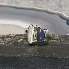 Schwarz Opal Ring, 925er