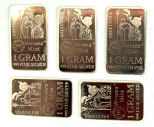 5 X 1 GRAMM SILBER BRITANNIA WESSEX SILBERBARREN.