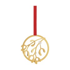 Georg Jensen Weihnachtsanhänger 2025 Mistelzweig, 18 Karat Goldauflage, H 9,5 cm