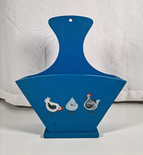 Rustikaler Filtertütenhalter Blau Kaffeefilterhalter Hühner Holz Vintage 60er