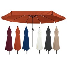 Ø4m Sonnenschirm mit LED-Leuchten UV-Schutz Alu Schirm Gartenschirm Marktschirm