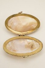 Vintage Mother Of Pearl Trinket Jewelry Box White Natural Silver vintage rar