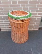 DDR Weidenkorb Wäschekorb Weide mit Deckel und Henkeln 58cm Hoch