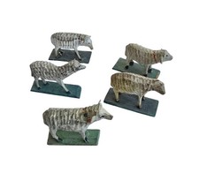 Krippentiere, 5 Grulicher Schafe, Holz geschnitzt, um 1900 (# 18386)