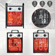 3KW 5KW 9KW Elektroheizer Heizgerät Bauheizer Heizlüfter Zeltheizer Schwarz IP24