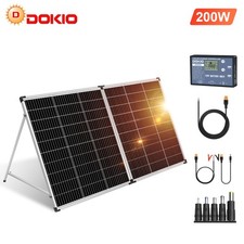 DOKIO Solar Koffer 200W 18v Tragbares SolarPanel Kit für 12V Batterien Garten