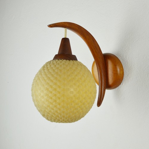 Vintage wandleuchte teakholz - -,