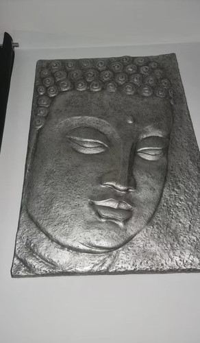 Xxl buddha wandbild silber - xxl,