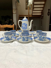 1 Tuppak Moccaservice " China Blau ca.1930, 15 Teile, guter Zustand