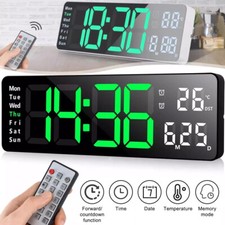 Große LED Digital Wanduhr mit Datum Temperatur Display Alarm Clock Fernbedienung