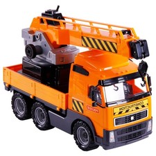Kranwagen Set Spielzeug LKW Baufahrzeug 4 tlg. Orange Schwarz PP Polesie wader